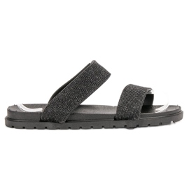 SHELOVET preto Borracha Flip Com Glitter