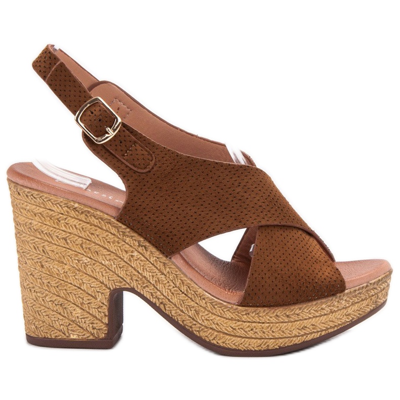 Anesia Paris Sandálias de salto alto leves castanho