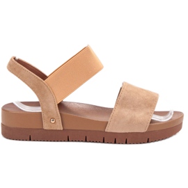 Primavera Sandálias de camurça com elástico marrom