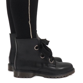 Kayla Shoes Botas pretas com cordões PF276 preto