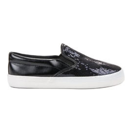 SHELOVET Slipons com lantejoulas preto
