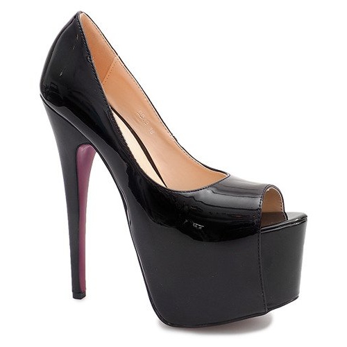 Pregos altos lacados na plataforma D913 preto