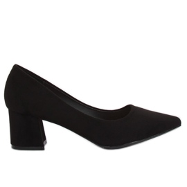 Sapatilhas pretas com salto largo KJ-10 Black preto