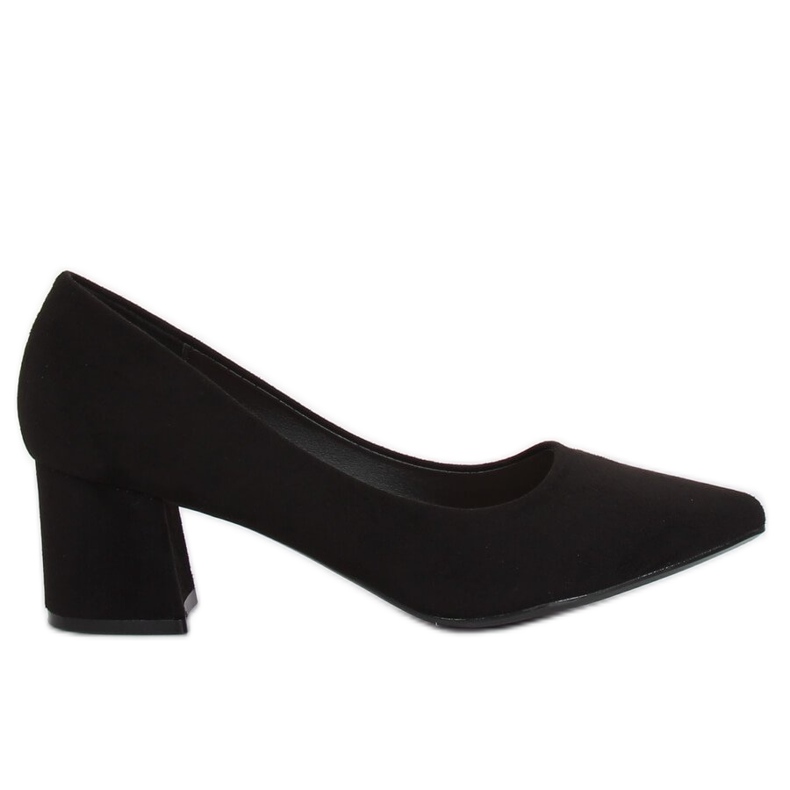 Sapatilhas pretas com salto largo KJ-10 Black preto