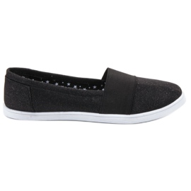 SHELOVET Tênis Slip-on Com Glitter preto SHELOVET Tênis Slip-on Com Glitter preto