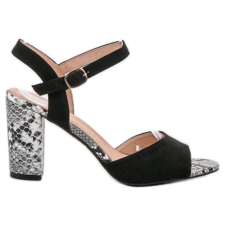 Vinceza Sandálias com estampa de cobra preto