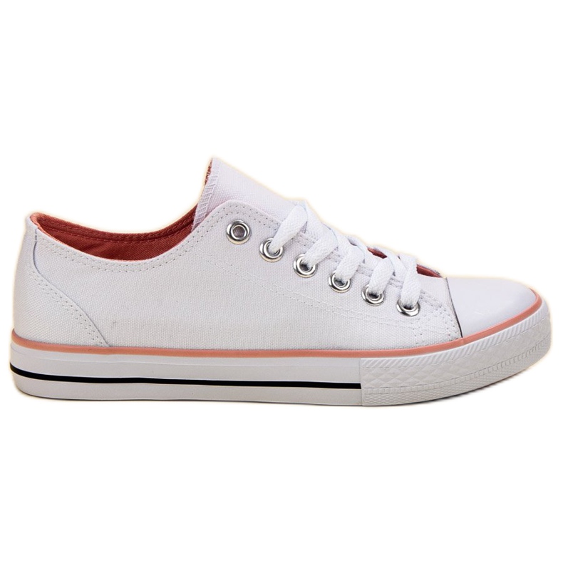 SHELOVET Tênis branco clássico rosa