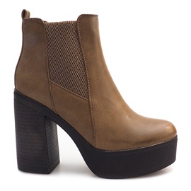 Botas de salto com um elástico E4863 Khaki verde