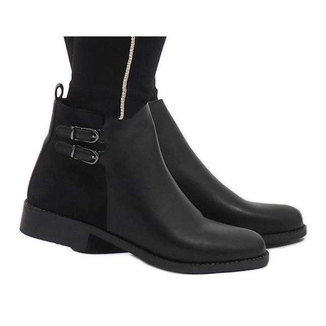 Ideal Shoes Botas pretas elegantes C-7200 preto