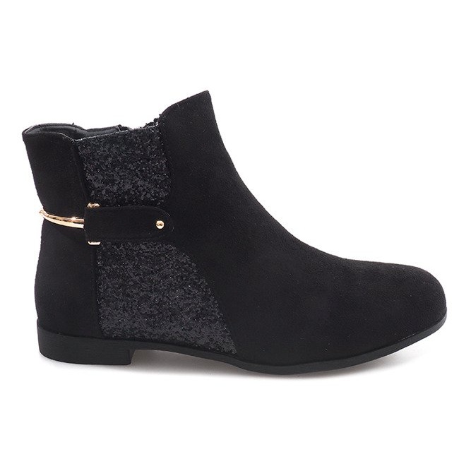 Botas de camurça com faixa elástica 3670-3 pretas preto