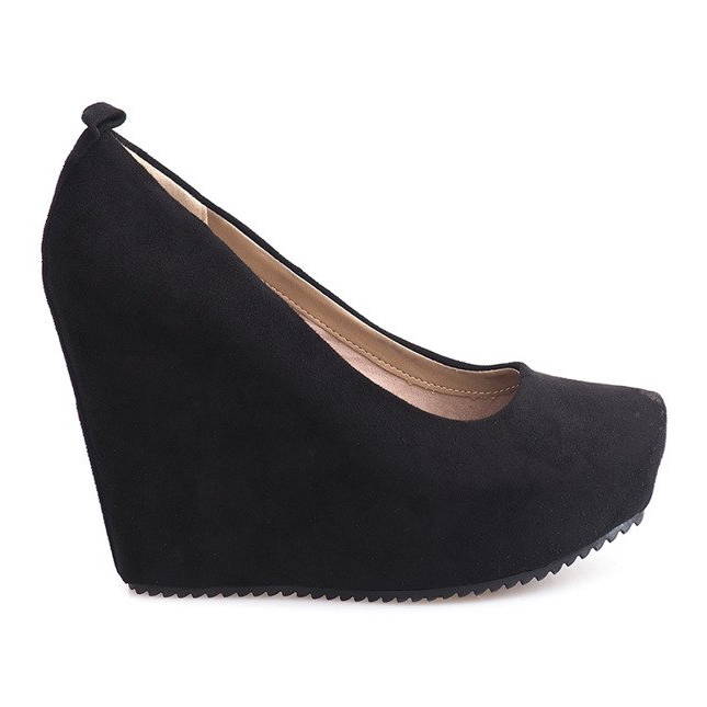 Bombas de camurça em cunha 066 preto