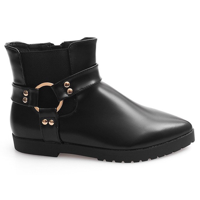 Botas Quentes Elegantes Com Fivela HW14 Preta preto Botas Quentes Elegantes Com Fivela HW14 Preta preto