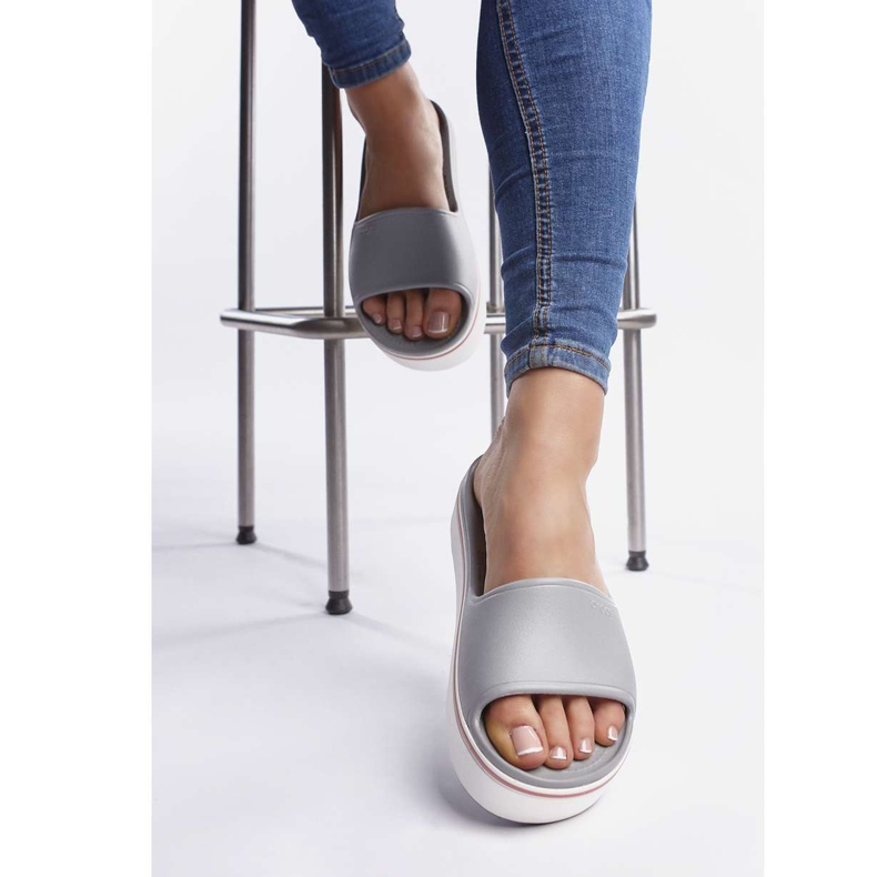 Crocs Plataforma Crocband Slide 04M Light Grey Rose cinza