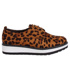 Mocassins femininos leopardo C-7225 Leopard Print castanho