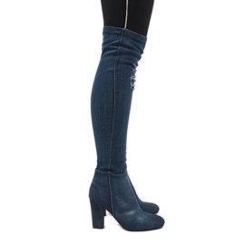 Botas jeans azul com atrito BH70-HB