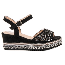 Groto Gogo Sandálias de camurça com zircônia cúbica preto