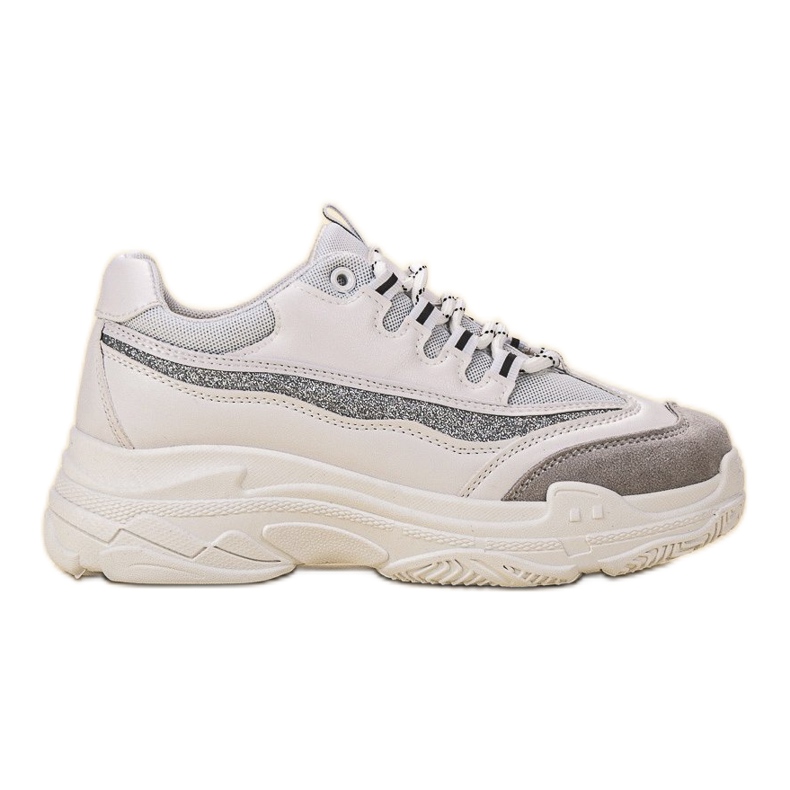 SHELOVET Tênis Com Brilho branco cinza