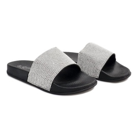 Cinza Chinelos Lustrosos Com Lantejoulas SL-32 Preto