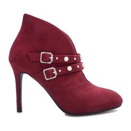 Botas marrons com salto alto Kaia vermelho
