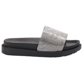 SHELOVET Chinelos com cristais preto