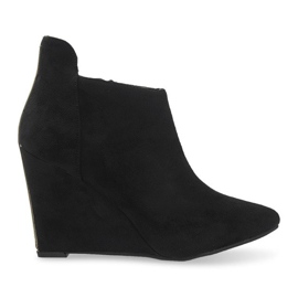 Bombas de cunha de camurça TL01-1 preta preto