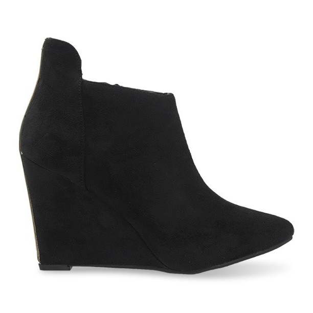 Bombas de cunha de camurça TL01-1 preta preto