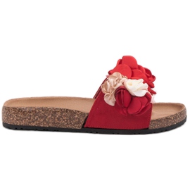 SHELOVET vermelho Chinelos Com Flores
