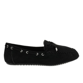 Bailarinas de mocassim preto com laço XW9100 Bailarinas de mocassim preto com laço XW9100