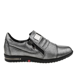 Sapatos cinza com zíper H034