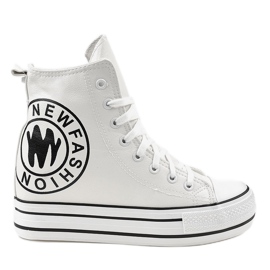 Tênis de cunha branca W09 branco Tênis de cunha branca W09 branco