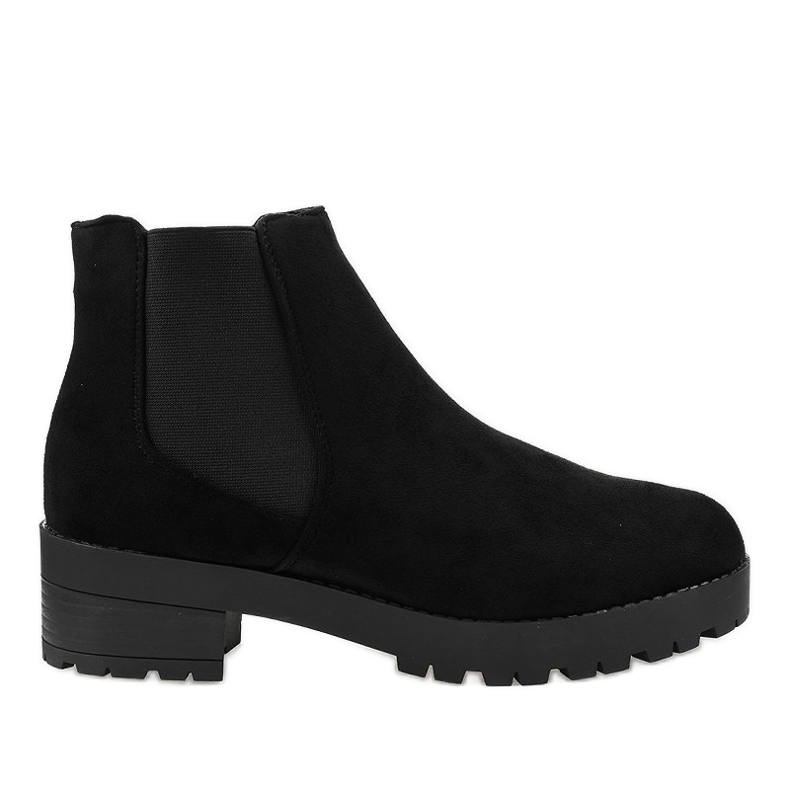 Botins rasos de camurça preta com elástico 2017-2 preto