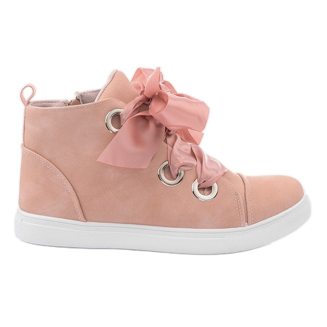 Botas de camurça com laços TL0147 rosa