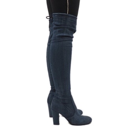 Botas jeans azuis envelhecidas BH71-HB azul