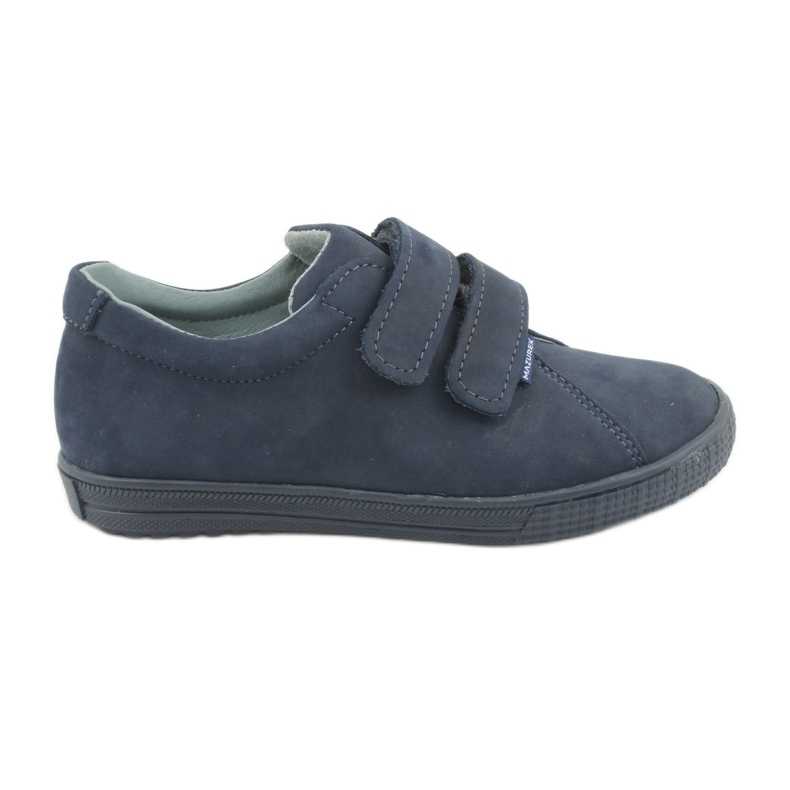 Sapatos de meninos de couro Mazurek para velcro 268 azul marinho