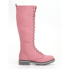 Seastar Botas femininas com cordões rosa
