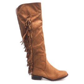 Botas de camurça quente Boho B13H Camel castanho