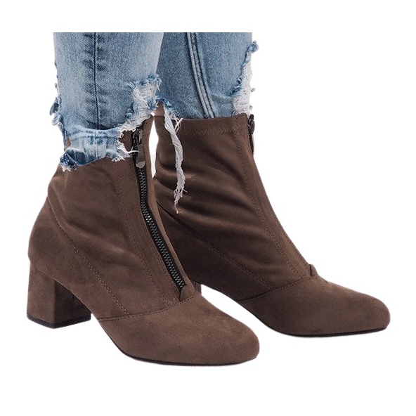 Botas de camurça cáqui com zíper FOZ-01 multicolorido verde Botas de camurça cáqui com zíper FOZ-01 multicolorido verde