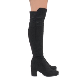 Botas de camurça preta no poste H306 preto Botas de camurça preta no poste H306 preto