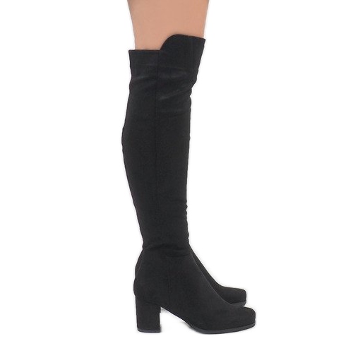 Botas de camurça preta no poste H306 preto