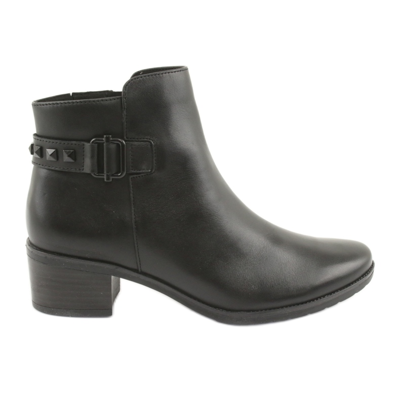 Botas de couro femininas de Caprice com pregos 25433 preto