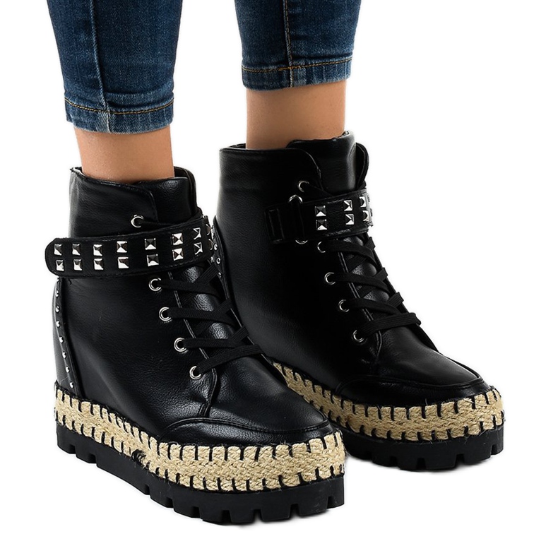 Botas de cano baixo caçador femininas negras AJ-547 preto