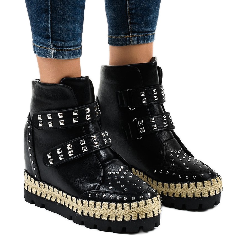 Botas de tornozelo caçador femininas negras AJ-546 preto