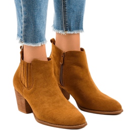 Botins de camelo camurça no poste SA-3338 castanho
