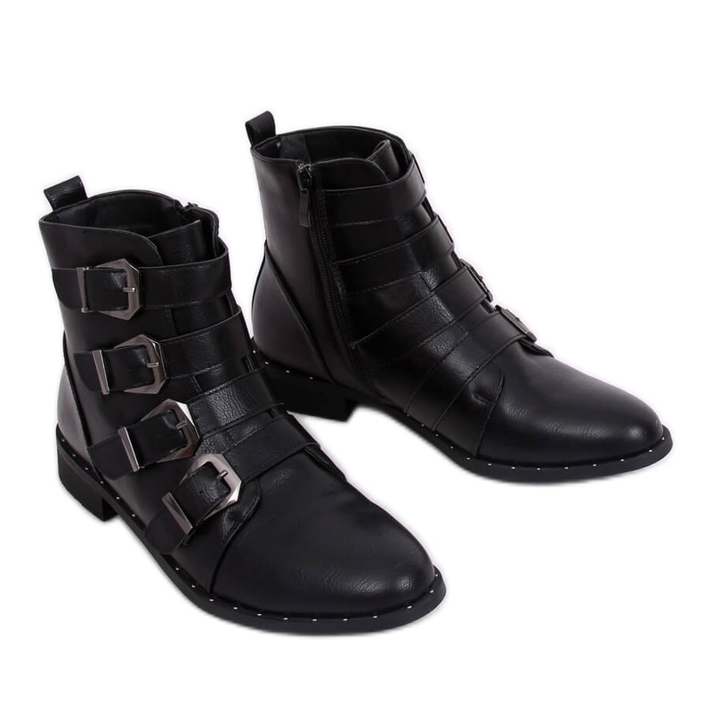 Botas pretas com fivelas, pretas 688-57 pretas preto