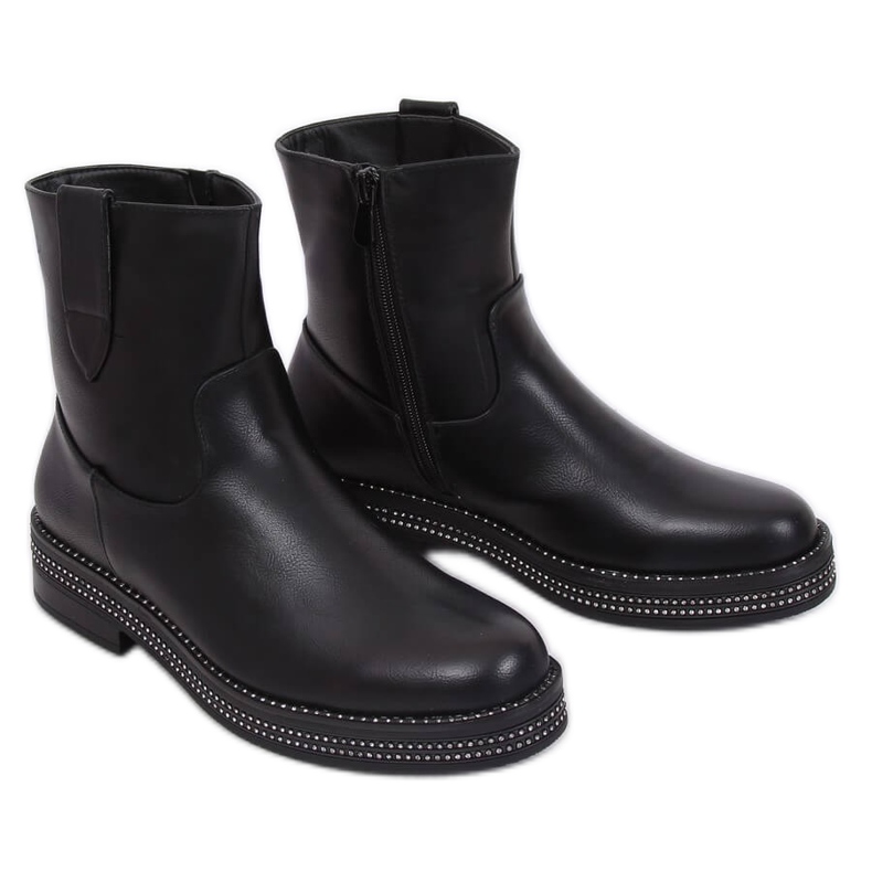 Botas pretas rasas femininas pretas CH1812-1 Preto