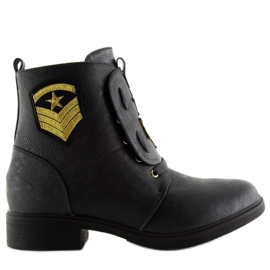 Botas de trabalho pretas H-4 pretas com remendos preto