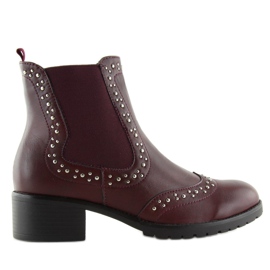 Botas Jodhpur com tachas marrons FC-H63 Wine vermelho Botas Jodhpur com tachas marrons FC-H63 Wine vermelho
