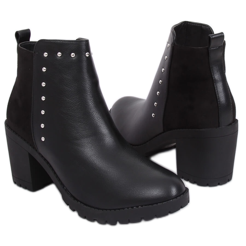 Botas com salto estável preto Y8163 preto