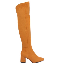 Botas de coxa de salto alto de mel YQ215 amarelo