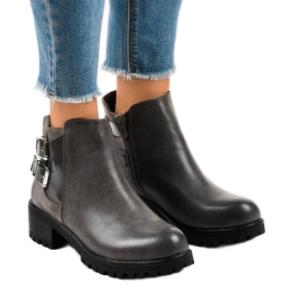 Botas femininas cinza com sola M181 maciça